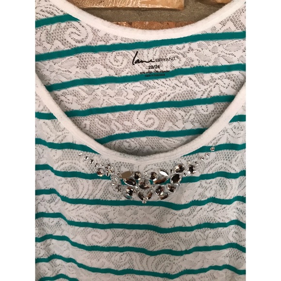 Lane Bryant Women’s Plus Size Teal and White Striped Tank Top Size 22/24 - Picture 6 of 6